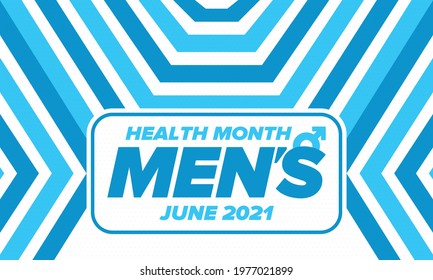 National Men's Health Month in June. Health education program. Celebrated annual in United States. Medical concept. Poster, card, banner and background. Vector illustration
