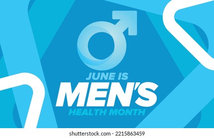 National Men's Health Month in June. Health education program. Celebrated annual in United States. Medical concept. Care and health. Poster, card, banner and background. Vector illustration