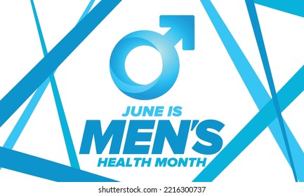 National Men's Health Month in June. Health education program. Celebrated annual in United States. Medical concept. Care and health. Poster, card, banner and background. Vector illustration