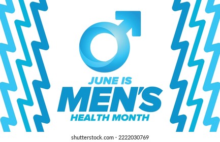 National Men's Health Month in June. Health education program. Celebrated annual in United States. Medical concept. Care and health. Poster, card, banner and background. Vector illustration