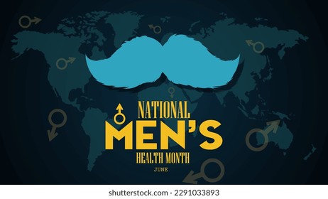 National Men's Health Month in June in Medical Concept. Poster, card, banner design Vector illustration.