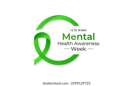 National mental health awareness week, May vector design for web banner, cards, prints, social media, poster, flyer and background design template. Realistic ribbon with man head icon design.
