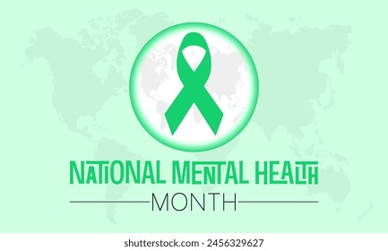 National Mental Health Month health awareness vector illustration. Disease prevention vector template for banner, card, background.