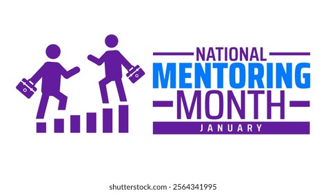 National Mentoring Month background banner or poster design template. observed every year in January. Holiday concept. Use to any Template, card, poster, placard, template.