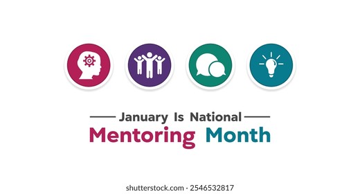 National Mentoring Month. Human, people, message and lamp. Great for cards, banners, posters, social media and more. White background.