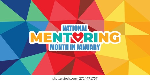 Modelo de vetor Mês Nacional de Mentoreamento. Empoderando o futuro e inspirando o crescimento com Mentorship e gráficos de suporte. fundo, banner, placa, design de cartaz.	