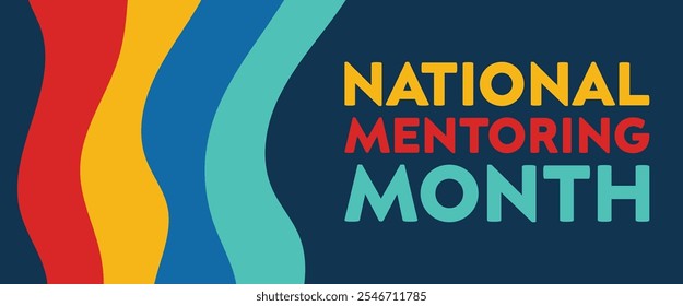Modelo de vetor Mês Nacional de Mentoreamento. Mês Nacional de Mentoreamento em janeiro. Comemore anualmente nos Estados Unidos. Mentor pessoal, treinador ou professor.