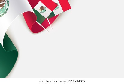 National mexican flags isolated on white background. Patriotic Symbolic background. Vector illustration