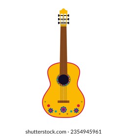 National Mexican guitar. Vector Musical instrument guitarron. Mexicano holiday attribute for festive card