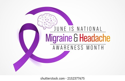 National Migraine and headache awareness month is observed every year in June. it is usually a moderate or severe headache felt as a throbbing pain on one side of the head. Vector illustration