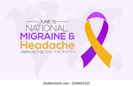 National Migraine and Headache Awareness Month in every June. Annual health awareness concept for banner, poster, card and background design.