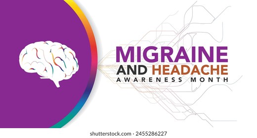 National Migraine and headache awareness month is observed every year in June. banner design template Vector illustration background design.