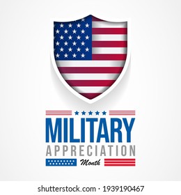 National Military Appreciation Month (NMAM) is celebrated every year in May and is a declaration that encourages U.S. citizens to observe the month in a symbol of unity. Vector illustration