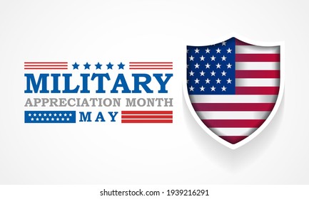 National Military Appreciation Month (NMAM) is celebrated every year in May and is a declaration that encourages U.S. citizens to observe the month in a symbol of unity. Vector illustration