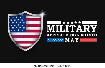 National Military Appreciation Month (NMAM) Is Celebrated Every Year In May And Is A Declaration That Encourages U.S. Citizens To Observe The Month In A Symbol Of Unity. Vector Illustration