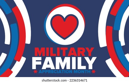 National Military Family Month in United States. Celebrate annual in November. Thank you for military family. Patriotic american elements. Poster, card, banner, background. Vector illustration