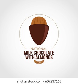 National Milk Chocolate with Almond Day Vector Illustration. Suitable for Greeting Card, Poster and Banner. Food themes design concept with flat style vector illustration. 