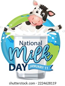 National milk day January icon illustration