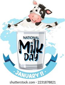 National milk day January icon illustration