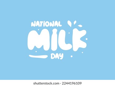 National milk day poster isolated on blue background celebrated on January 11.