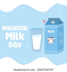 National milk day vector design for national milk day celebration. Suitable for flat design graphic illustration for social media ads, flyer design, flat illustration, banner, template, poster, etc