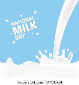 National Milk Day Vector Illustration. Fresh Milk Illustration. Celebrates the importance of milk as a valuable source of nutrients for people of all ages. flat style design.