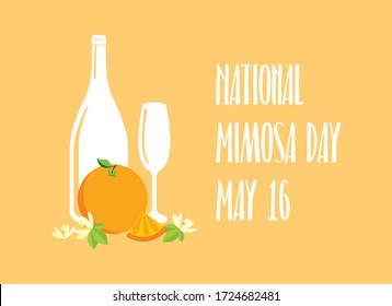 National Mimosa Day vector. Glasses of champagne with orange icon vector. Mimosa vector illustration. Mixed drink with orange juice. Mimosa Day Poster, May 16. Important day