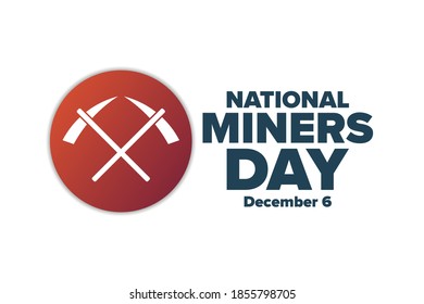 National Miners Day. December 6. Holiday concept. Template for background, banner, card, poster with text inscription. Vector EPS10 illustration