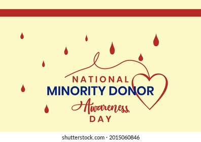 National Minority Donor Awareness Day. Holiday concept. Template for background, Web banner, card, poster, t-shirt with text inscription