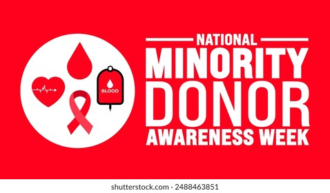 National Minority Donor Awareness Week is observed every year in August. Holiday concept. Template for background, banner, card, poster, placard, design template with unique shapes with standard color