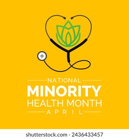 National Minority Health Month Observed every year of April, Vector banner, flyer, poster and social medial template design.
