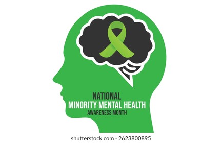 National Minority Mental Health Awareness Month. background, banner, card, poster, template. Vector illustration.