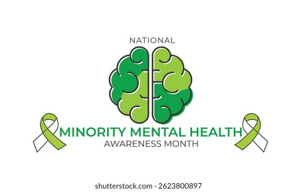 National Minority Mental Health Awareness Month. background, banner, card, poster, template. Vector illustration.