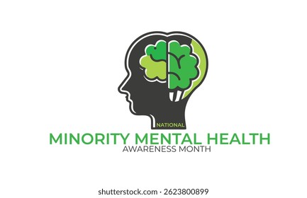 National Minority Mental Health Awareness Month. background, banner, card, poster, template. Vector illustration.