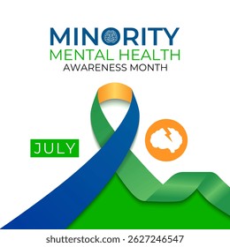 National Minority Mental Health Awareness Month. Breaking Stigma, Promoting Equity, and Supporting Mental Wellness in Underserved Communities Banner, social media, poster, and background design.