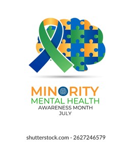 National Minority Mental Health Awareness Month. Breaking Stigma, Promoting Equity, and Supporting Mental Wellness in Underserved Communities Banner, social media, poster, and background design.
