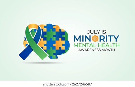 National Minority Mental Health Awareness Month. Breaking Stigma, Promoting Equity, and Supporting Mental Wellness in Underserved Communities Banner, social media, poster, and background design.