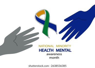 National Minority Mental Health Awareness Month. Flat hand drawn vector illustration