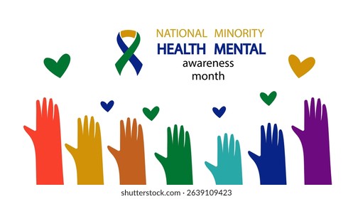 National Minority Mental Health Awareness Month. Flat hand drawn vector illustration