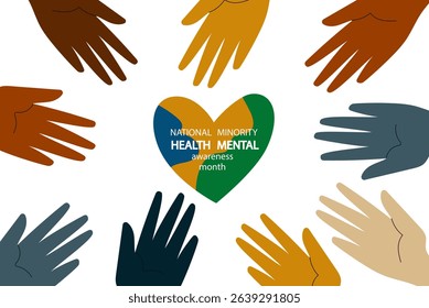 National Minority Mental Health Awareness Month. Flat hand drawn vector illustration