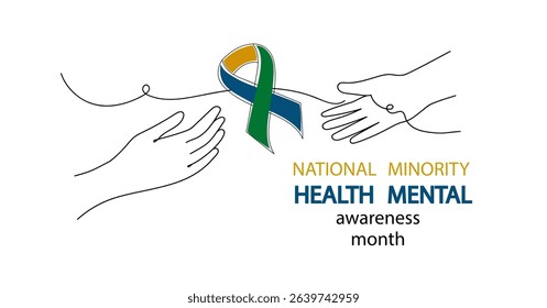 National Minority Mental Health Awareness Month. Flat hand drawn vector illustration