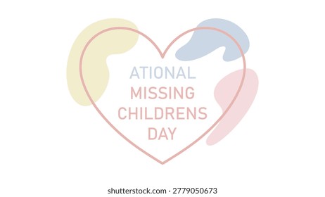 national missing childrens day pastel awareness illustration with abstract child silhouettes and heart outline promoting child protection support and social care campaign