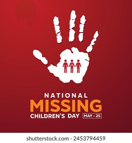 National Missing Childrens Day. People icon and hand. Great for cards, banners, posters, social media and more. Red background.

