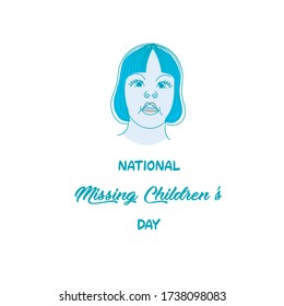 Ilustración vectorial del Día Nacional de los Niños Desaparecidos con la cabeza de una niña