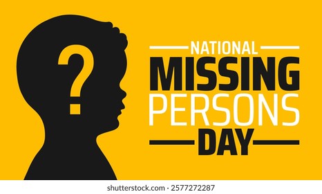 National Missing Persons Day background banner or poster design template. observed every year in February. Holiday concept. Use to any Template, card, poster, placard, template.