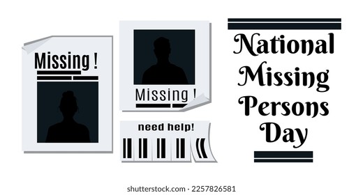 National Missing Persons Day, horizontal design on a socially significant topic vector illustration