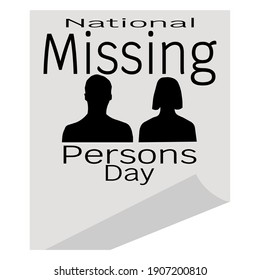 National Missing Persons Day, people silhouettes and text vector illustration