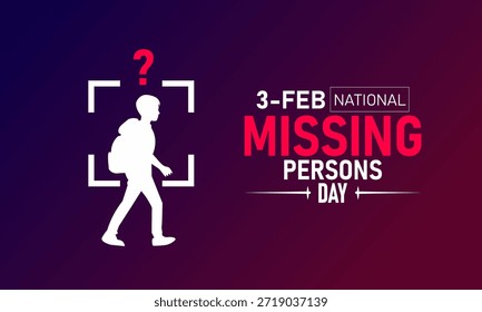National Missing Persons Day Poster Banner and Background Design Template With Search Spotlight Missing Posters Blue Ribbons Illustration para 3 de fevereiro Tema da campanha de conscientização