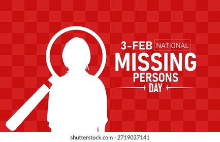 National Missing Persons Day Poster Banner and Background Design Template With Search Spotlight Missing Posters Blue Ribbons Illustration para 3 de fevereiro Tema da campanha de conscientização