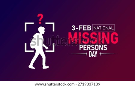 National Missing Persons Day Poster Banner and Background Design Template Featuring Search Spotlight Missing Posters Blue Ribbons Illustration for February 3 Awareness Campaign Theme